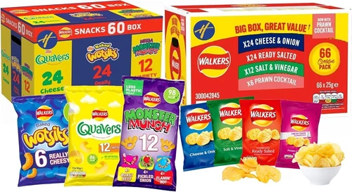 Walkers Snack Mega Crisps Bundle – 126 Pack Bulk Buy - 9 Different Flavours